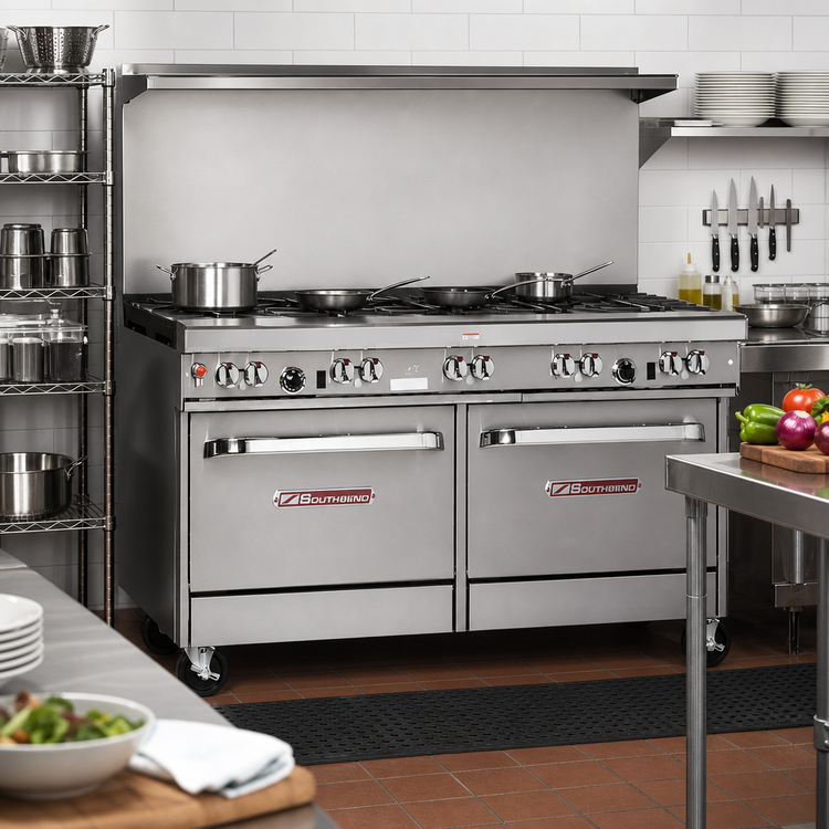Product image #2 for Southbend Ultimate 60-Inch Gas Restaurant Range with 8 Burners, Standard Oven, and Convection Oven