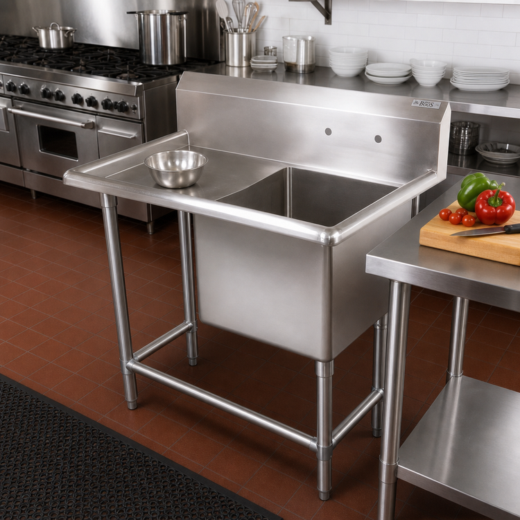 Product image #2 for John Boos Pro-Bowl 1-Compartment Sink with Left Drainboard, 18 x 18 x 14-Inch Bowl