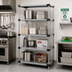 Thumbnail image #2 for Quantum Solid Stainless Steel Stationary Shelving Starter Kit with 4 Shelves and 4 Posts, 24W x 21D x 86H