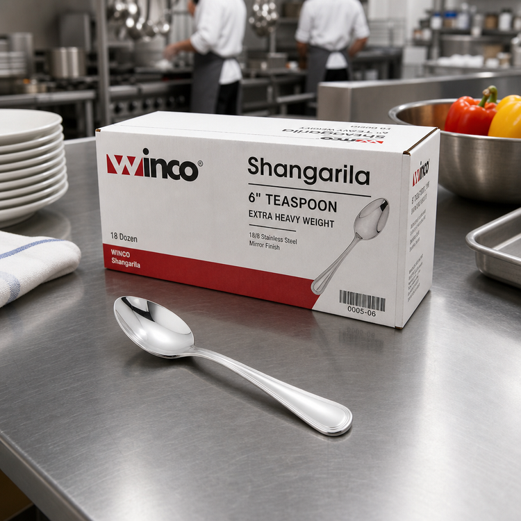 Product image #3 for Winco Shangarila 6-Inch Extra Heavy Weight Teaspoon, 18/8 Stainless Steel, Mirror Finish