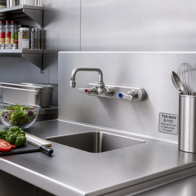 Product image #2 for T&S Brass B-1125 Workboard Faucet with 6-Inch Swing Nozzle, 8-Inch Centers