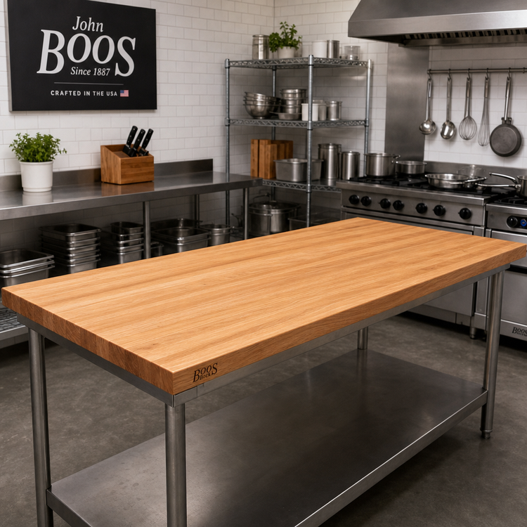 Product image #2 for John Boos Appalachian 84 Inch x 25 Inch Edge Grain Red Oak Kitchen Countertop