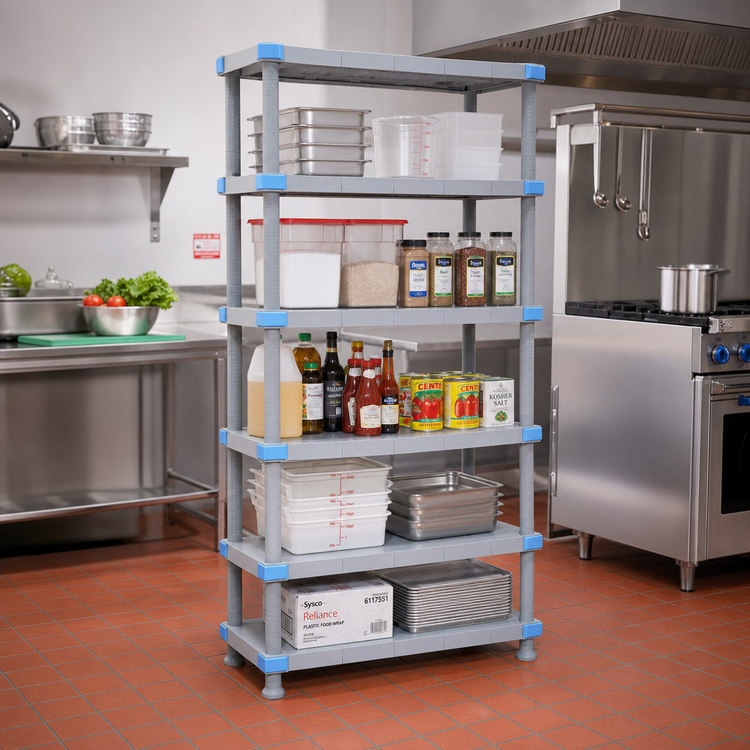 Product image #2 for Millenia 36 Inch Wide x 24 Inch Deep x 50 Inch High Stationary Polymer Starter Shelving Unit with 5 Solid Shelves