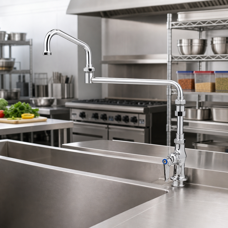 Product image #2 for T&S Brass Single Pantry Deck-Mount Faucet with 18 Inch Double-Joint Swing Nozzle