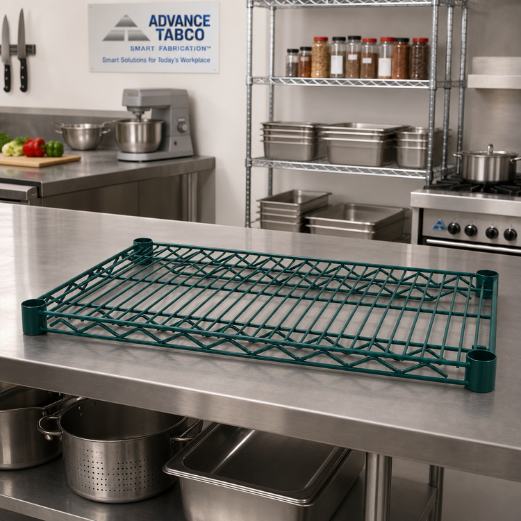 Product image #3 for Advance Tabco Special Value Heavy-Duty Wire Shelf, 42" x 24", Green Epoxy Coated