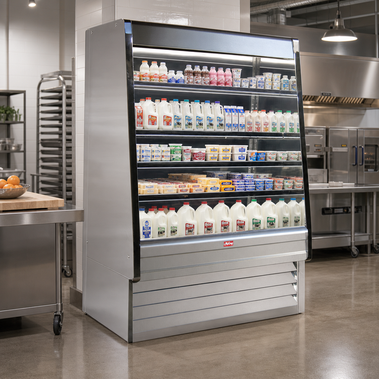 Product image #3 for Howard-McCray Ovation Series 147-Inch Remote Dairy Open Merchandiser, Stainless Steel, LED Shelves
