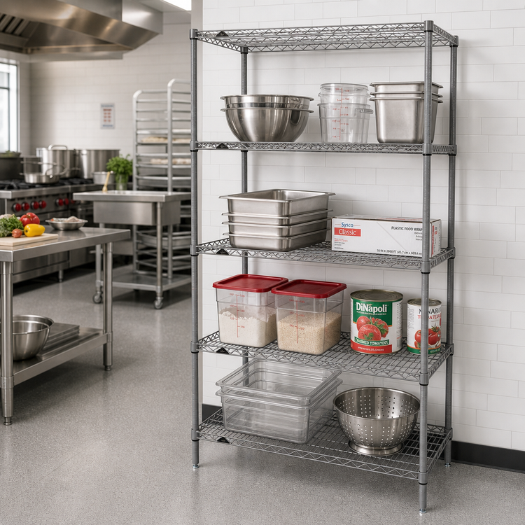 Product image #2 for Metro Super Erecta 24"W x 21"D x 74"H Stationary Wire Shelving Starter Unit, 4 Shelves, Metroseal Gray