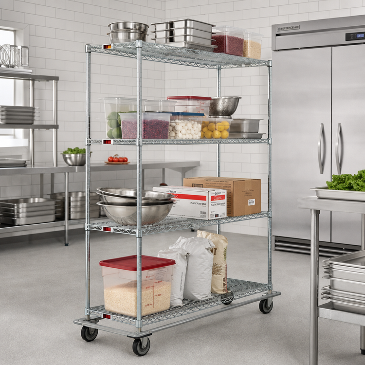 Product image #2 for EAGLEbrite 4-Tier Wire Shelving Dolly Truck, 36 x 24 Inches, Zinc Finish, Poly Casters