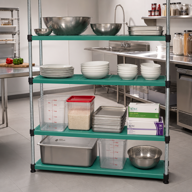 Product image #2 for Eagle Group QuadPlus Solid Polymer Shelf Mat for Commercial Shelving, 54 x 21 Inches, Green