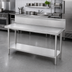Thumbnail image #2 for Advance Tabco 48 Inch x 36 Inch 14-Gauge 304 Stainless Steel Work Table with 10-Inch Backsplash and Undershelf