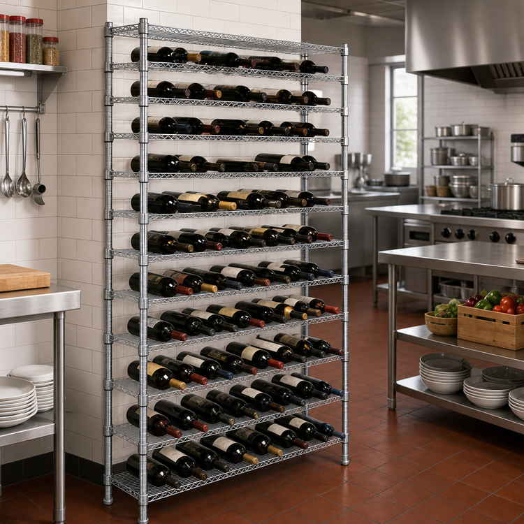 Product image #2 for Metro Super Erecta Cradle Wine Shelving, 48 x 14 x 86-3/4 Inches, Chrome Plated, 204-Bottle Capacity