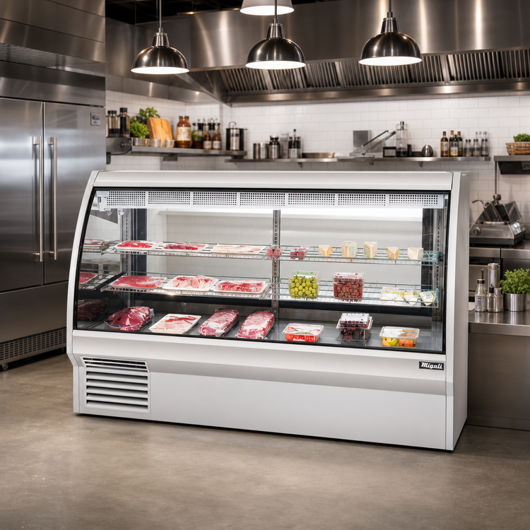 Product image #3 for Migali Competitor Series® Full-Service Refrigerated Curved Glass Deli Display Case, 83.6-Inch, 40.5 Cu. Ft.