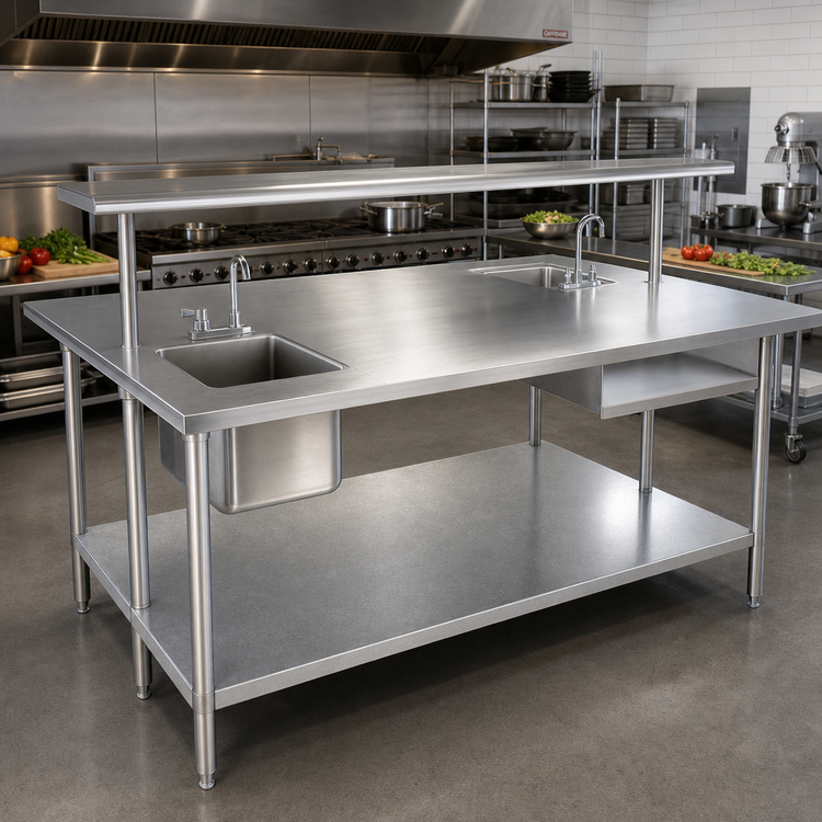 Product image #2 for Advance Tabco GLG-4810 120-Inch x 48-Inch 304 Stainless Steel Flat Top Work Table with Galvanized Undershelf