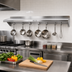 Thumbnail image #2 for John Boos Stallion Wall-Mount Stainless Steel Pot Rack Shelf with 8 Hooks, 96 x 16 x 13 Inches