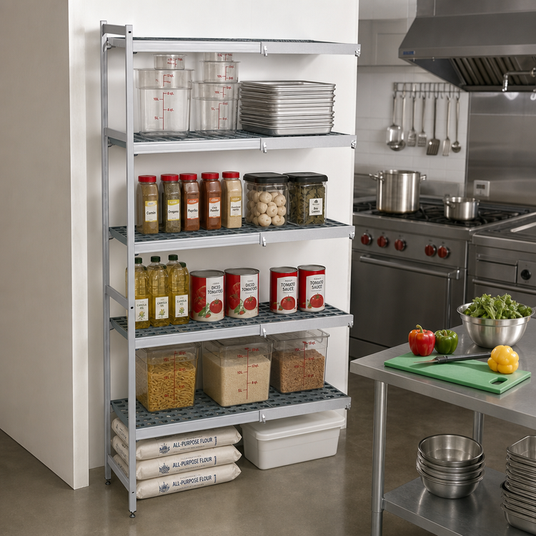 Product image #2 for Fermostock 5-Tier Corner Expansion Polymer Shelving Unit, 83-Inch H x 35-Inch W x 18-Inch D