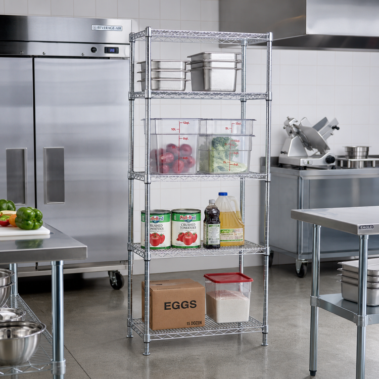 Product image #2 for Eagle Group 24 x 24 x 74 Inches 4-Tier Wire Shelving Starter Unit, Chrome-Plated