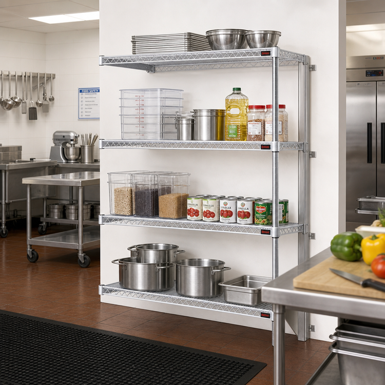 Product image #2 for EagleGard 4-Tier Add-On Wire Shelving Unit, 72 x 24 x 74 Inches, Hybrid Epoxy Finish