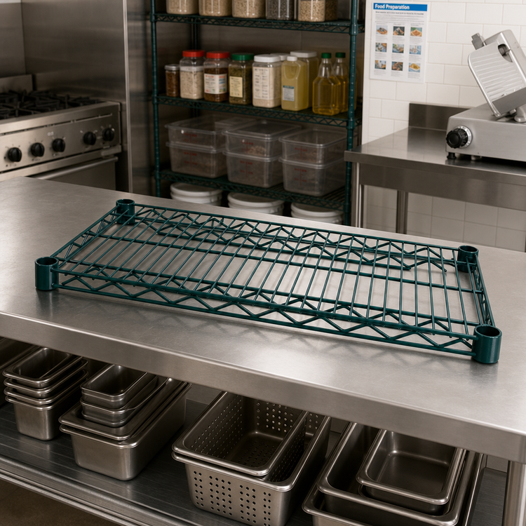 Product image #3 for Advance Tabco Special Value Series Heavy Duty Green Epoxy Coated Wire Shelf, 54 x 24 Inches