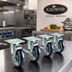 Thumbnail image #2 for Krowne Royal Series Swivel Plate Caster Set with Brake, 3-Inch Diameter, 4 x 4-Inch Plate, 4-Pack