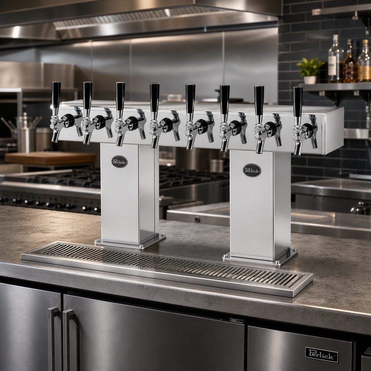 Product image #2 for Perlick Bridge Tee Countertop Draft Beer Tower, Extra High, 8-Faucet, Glycol-Cooled, Polished Chrome