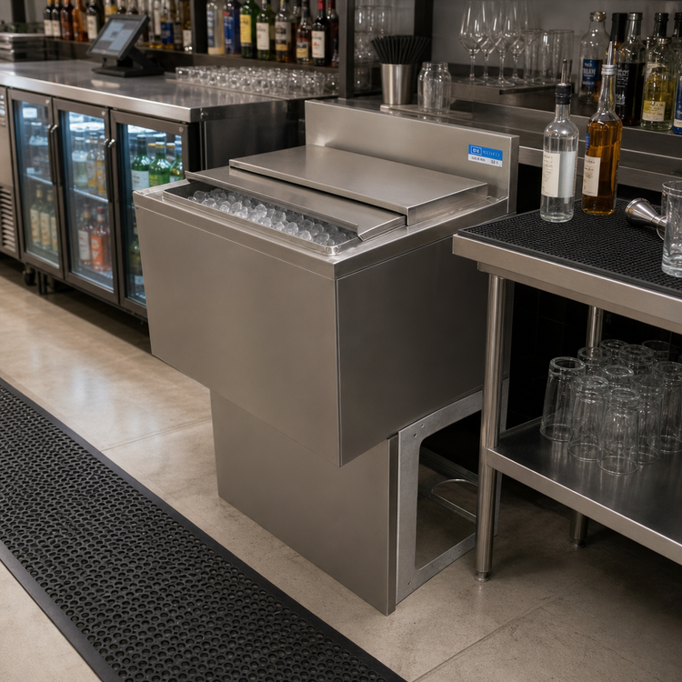 Product image #3 for BK Resources 48-Inch Underbar Insulated Ice Bin with 8-Circuit Cold Plate and 140 lb Capacity