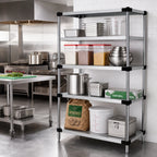 Thumbnail image #2 for Quantum WRS4-74-2148SS 4-Shelf Solid Stainless Steel Shelving Unit, Stationary, 48"W x 21"D x 74"H