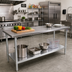 Thumbnail image #2 for John Boos Stallion 16-Gauge 300 Series Stainless Steel Flat Top Work Table with Galvanized Legs and Adjustable Undershelf, 108 x 30 Inches