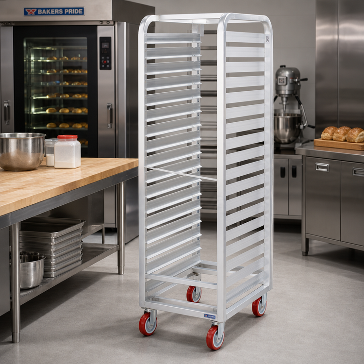 Product image #2 for Lifetime Tough Extra Heavy-Duty Aluminum Channel Slide End-Load Bun Pan Rack with Casters