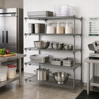 Thumbnail image #2 for Metro Super Erecta 5AA557C Super Adjustable Add-On Wire Shelving Unit, 48W x 24D x 74H, 5 Shelves, Chrome Plated