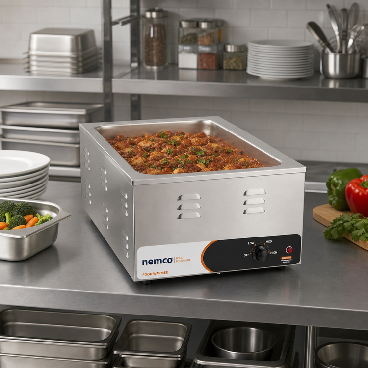 Product image #2 for Nemco 6055A Countertop Wet Food Warmer for Full-Size Pans, Stainless Steel, 120V