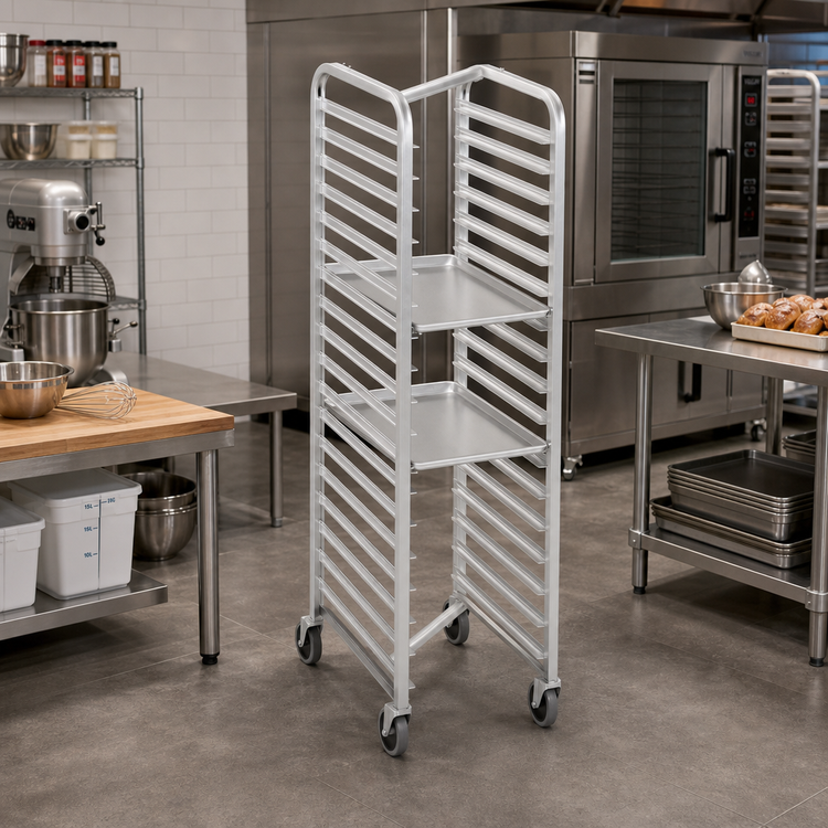 Product image #3 for Channel 402AN Standard Heavy-Duty Nesting Aluminum End-Load Bun Pan Rack, 15-Pan Capacity