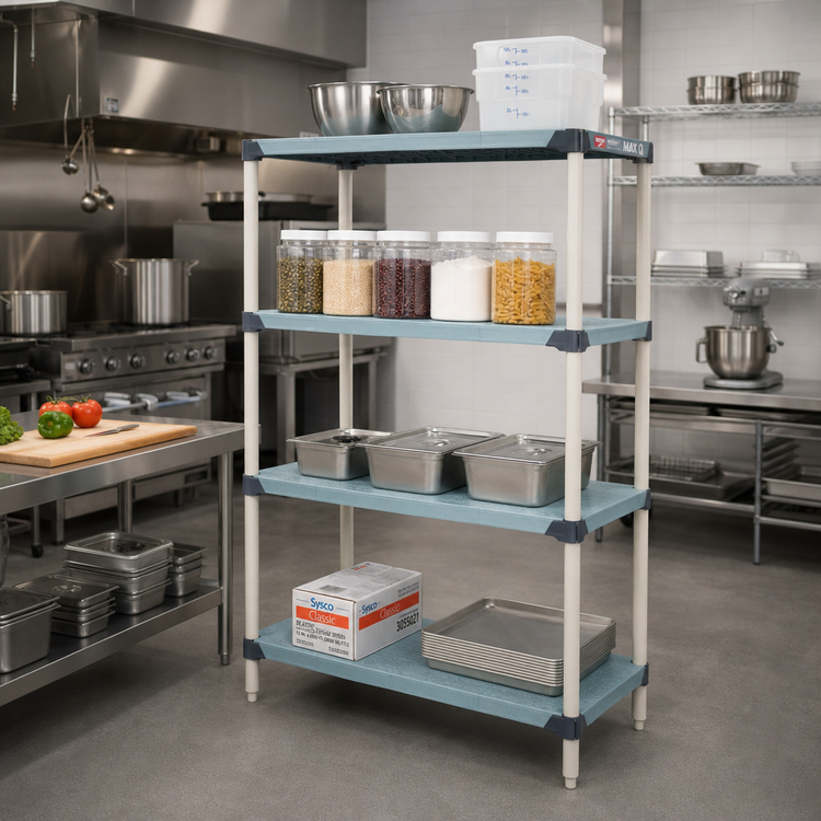 Product image #2 for MetroMax Q 4-Shelf Stationary Starter Polymer Shelving Unit, 36"W x 18"D x 63"H