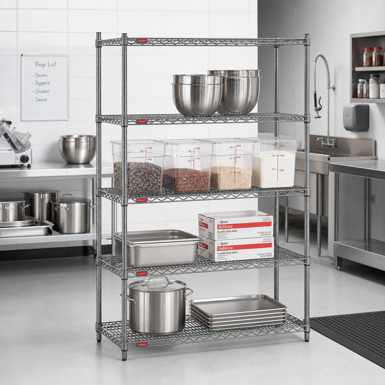 Product image #2 for Valu-Master 4-Tier Wire Shelving Starter Unit, 60W x 21D x 63H, Pewter Gray Epoxy