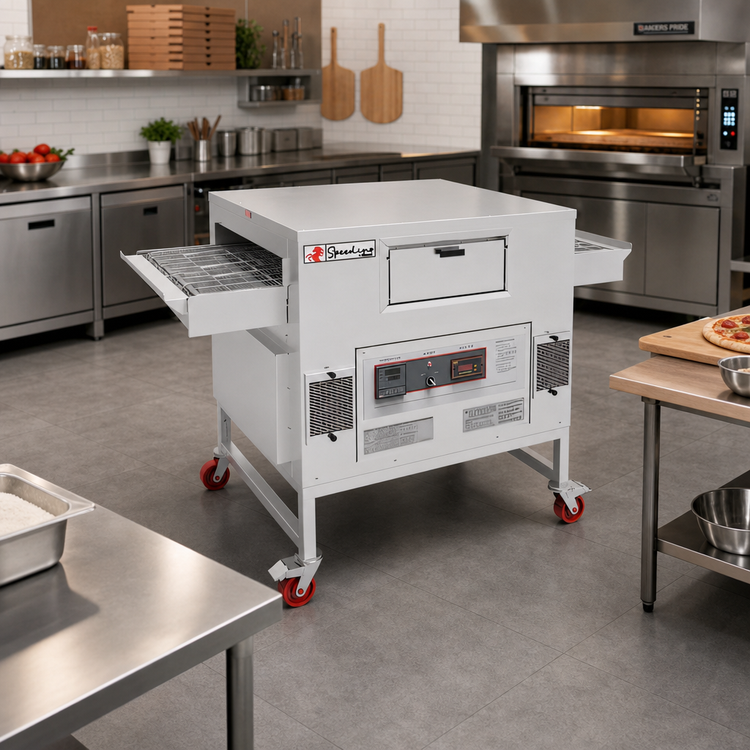 Product image #2 for Migali Speedino 62.4-Inch Floor Model Single-Deck Liquid Propane Conveyor Pizza Oven