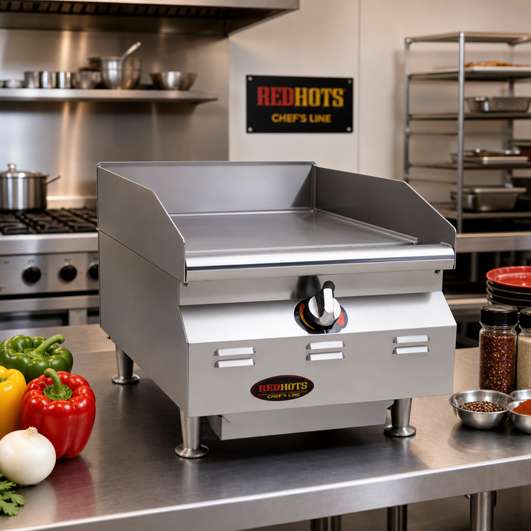 Product image #2 for RedHots Chef's Line Extra-Deep 15-Inch Countertop LP Gas Griddle with Thermostatic Controls