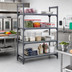 Thumbnail image #2 for Cambro Camshelving Basics Plus 21 x 48 Inch 5-Shelf Vented and Solid Shelf Kit, Brushed Graphite