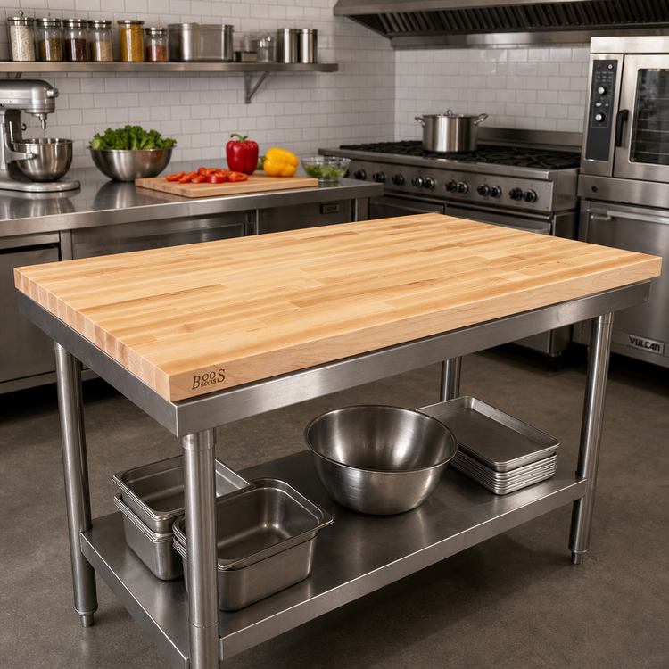 Product image #2 for Boos Block Kitchen Countertop, 36 x 32 x 1.5 Inch, Blended Rails, Edge Grain Maple, Oil Finish