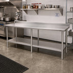Thumbnail image #2 for Eagle Group Budget Series T30120B-BS 120-Inch x 30-Inch 430 Stainless Steel Work Table with 4-1/2-Inch Backsplash and Adjustable Undershelf