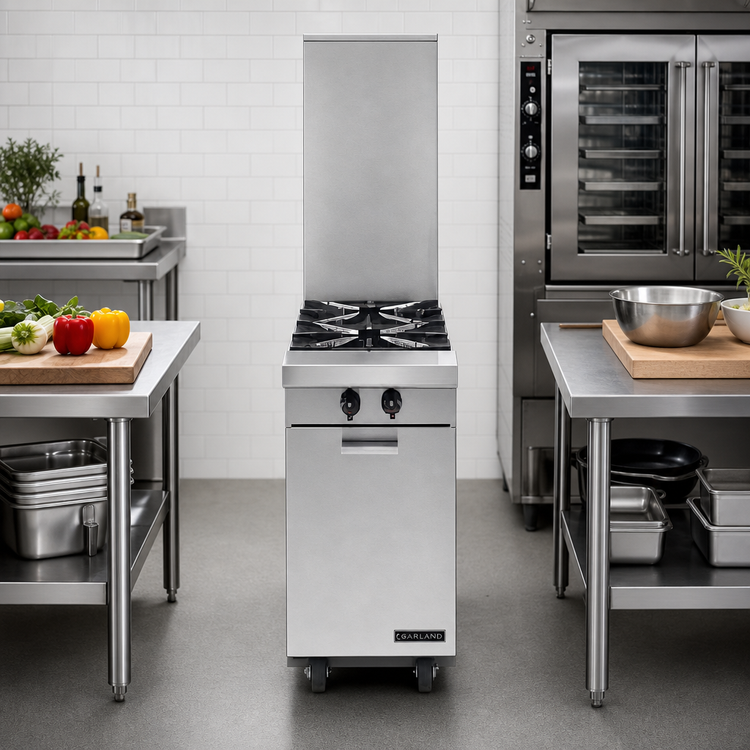 Product image #2 for Garland Master Series 17-Inch Heavy-Duty Gas Open Burner Range Attachment with Storage Base and 2 Burners
