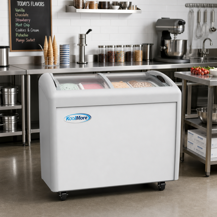 Product image #2 for KoolMore 50-Inch Ice Cream Display Chest Freezer with Glass Sliding Top Doors, 12 Cu. Ft.
