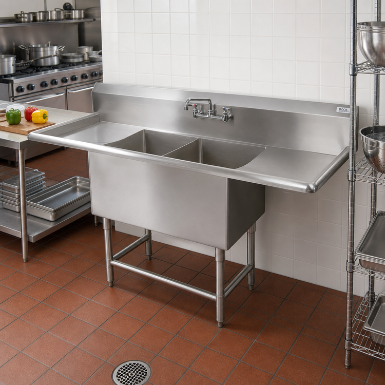 Product image #2 for John Boos Pro-Bowl 2-Compartment Sink with Dual 30-Inch Drainboards, 20 x 20 x 14-Inch Bowls