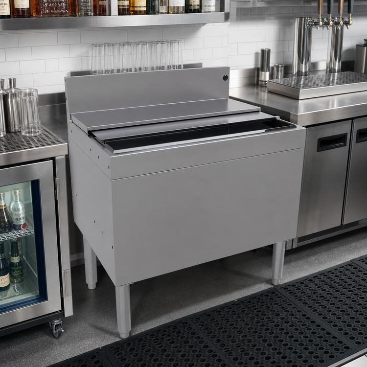 Product image #2 for Glastender Extra Deep Underbar Ice Bin with 10-Circuit Cold Plate, 30" W x 24" D, 147 lb. Ice Capacity