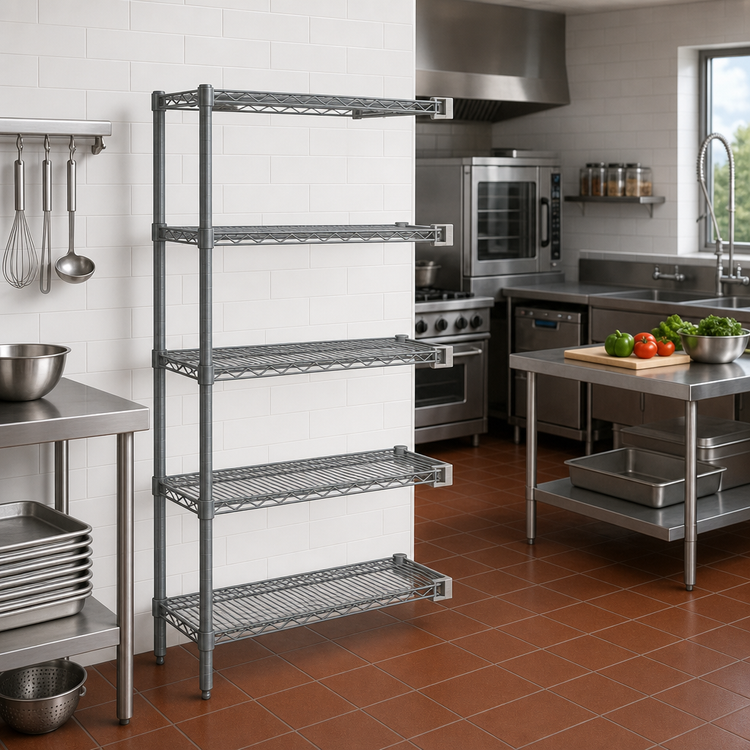 Product image #2 for Eagle Valu-Master 5-Tier Wire Add-On Shelving Unit, 24"W x 21"D x 74"H, Pewter Gray Epoxy Finish