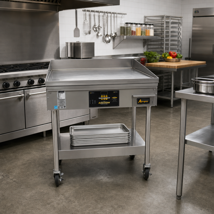 Product image #2 for AccuTemp AccuSteam Electric Floor Model Griddle with Stand and Casters, 36 x 24 Inch Cooking Surface, Digital Controls, 208V, 3-Phase