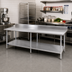 Thumbnail image #2 for Sapphire Manufacturing 120-Inch x 30-Inch Stainless Steel Work Table with 5-Inch Backsplash and Adjustable Undershelf