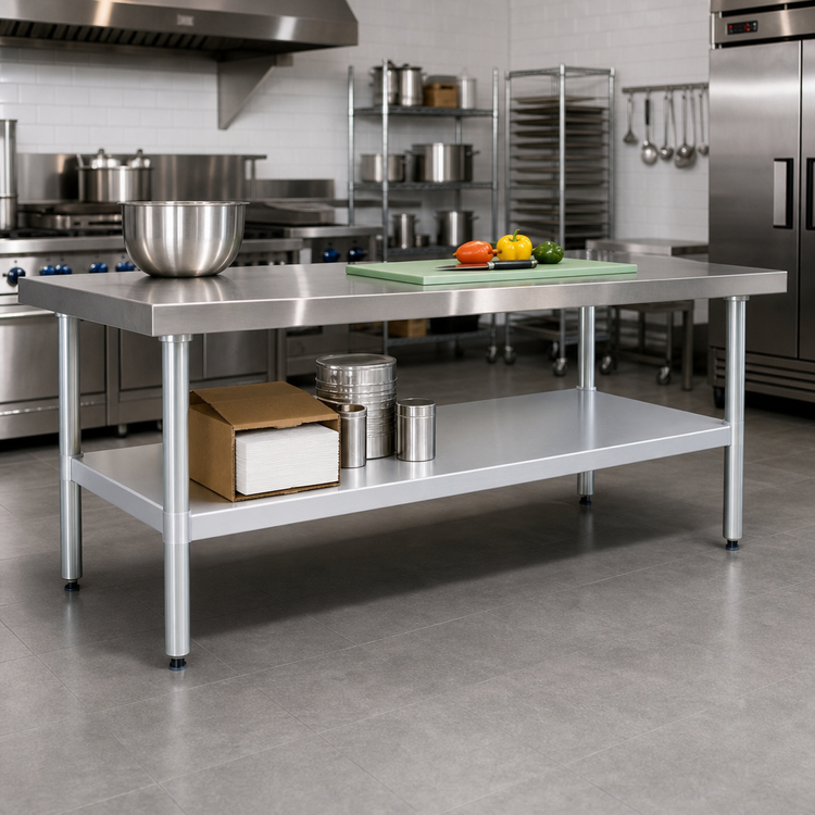 Product image #2 for New Age 96" x 30" Aluminum Undershelf for Work Table