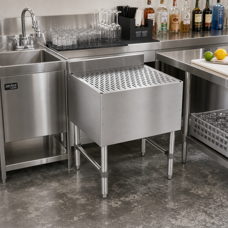 Product image #2 for John Boos Slim-Line Freestanding Underbar Drainboard, 30 x 18 x 32-1/2 Inches, Stainless Steel