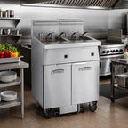 Thumbnail image #2 for Imperial (Middleby) IFSSP650EUT Electric Floor Model 6-Tank Battery Fryer, 50 lb. Each, Built-In Filter System