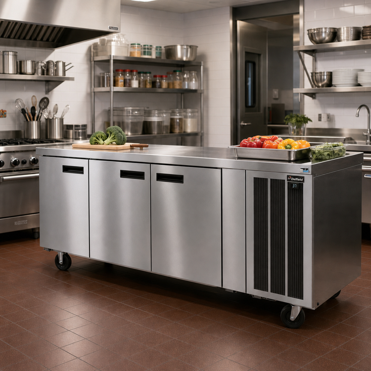Product image #2 for Delfield 91-Inch Three-Section Refrigerated Work Table