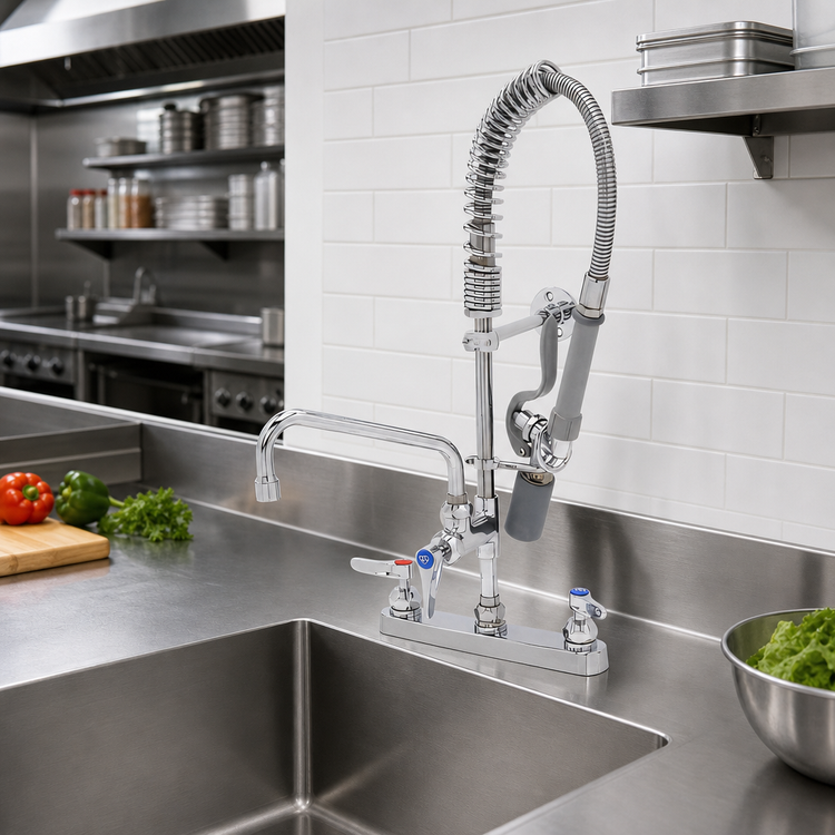 Product image #2 for EasyInstall Mini Low-Profile Deck-Mount Workboard Pre-Rinse Faucet with 8-Inch Adjustable Centers